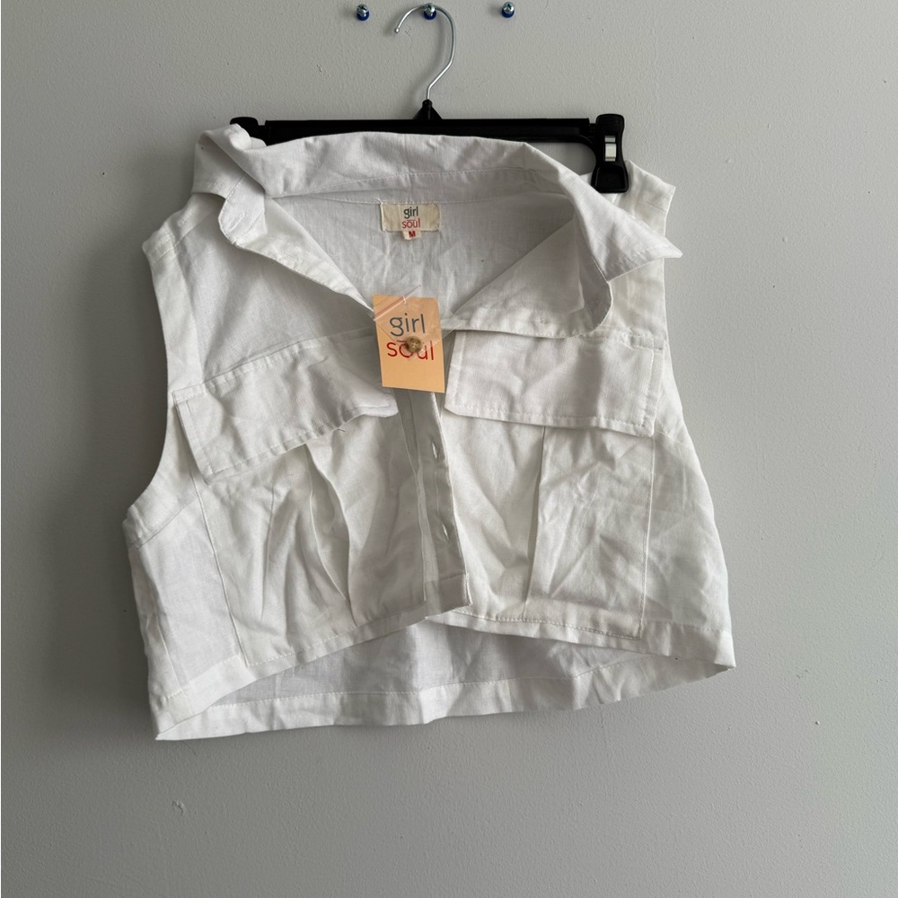 ★ NWT White Cropped Vest - Cotton  ★